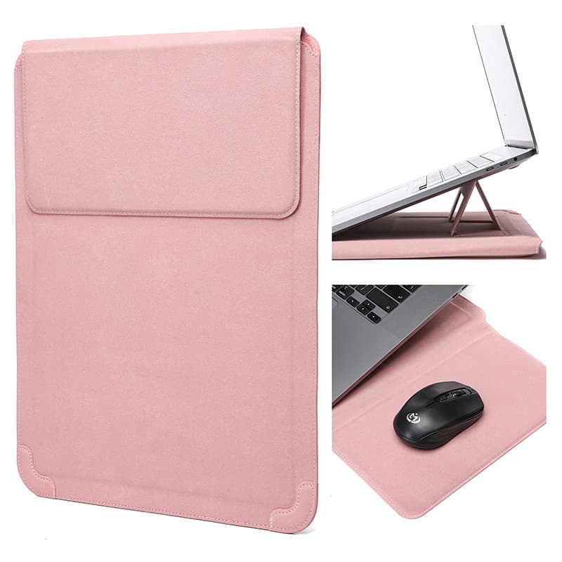 Apple laptop sleeve with stand, heat dissipation, leather case, suitable for 1-6 inch laptops, compartments, anti-theft, wear-resistant.
