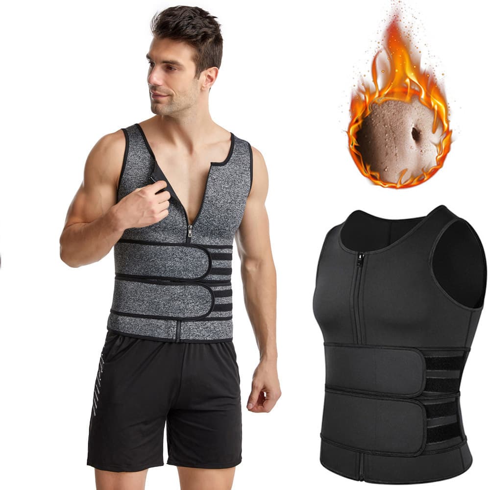 Men's Abdomen Control Vest Double Buttoned Slimming Suit Beer Belly Concealing Heat Generating Tight Sports Shaping Vest