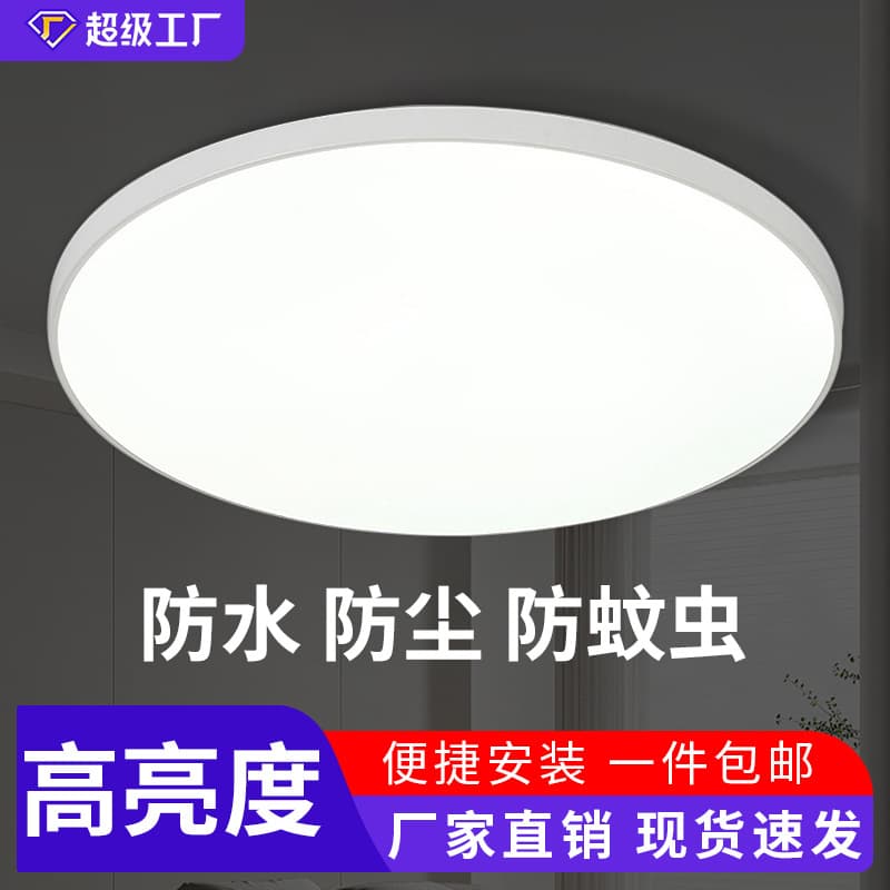 LED Ceiling Light Simple Home Decoration Balcony Bedroom Bathroom Waterproof Moisture-proof Triple-proof Ultra-thin Ceiling Lamp Zhongshan