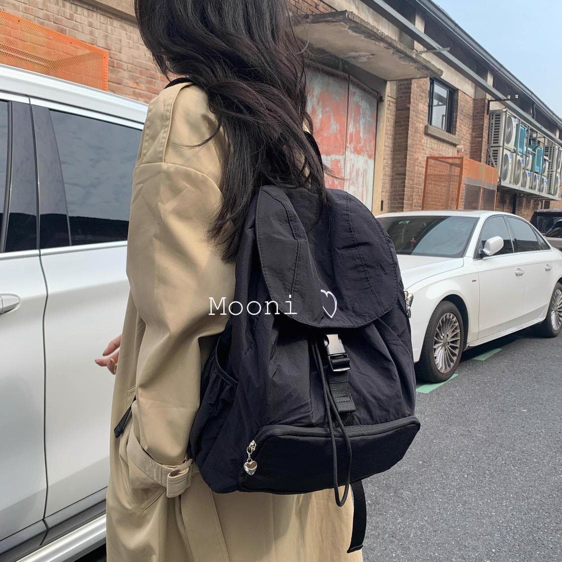 mooni's new love ins style niche Korean casual lightweight daily large capacity nylon backpack travel bag