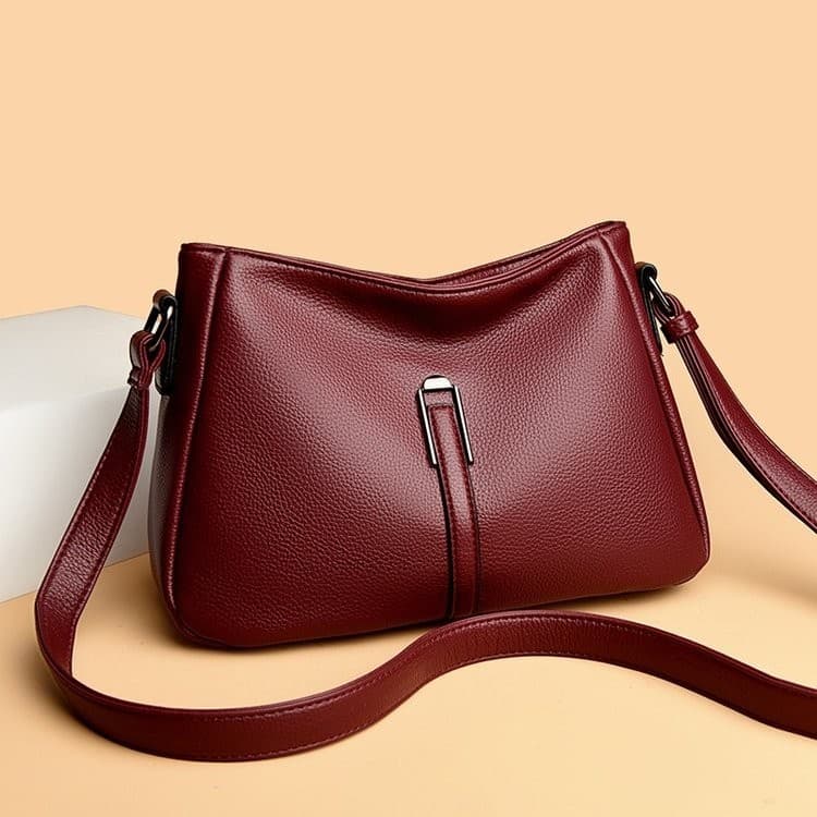 2025 New Soft Leather Large Capacity Middle-aged Mother Bag Versatile Elegant Shoulder Bag Fashionable Simple Crossbody Bag
