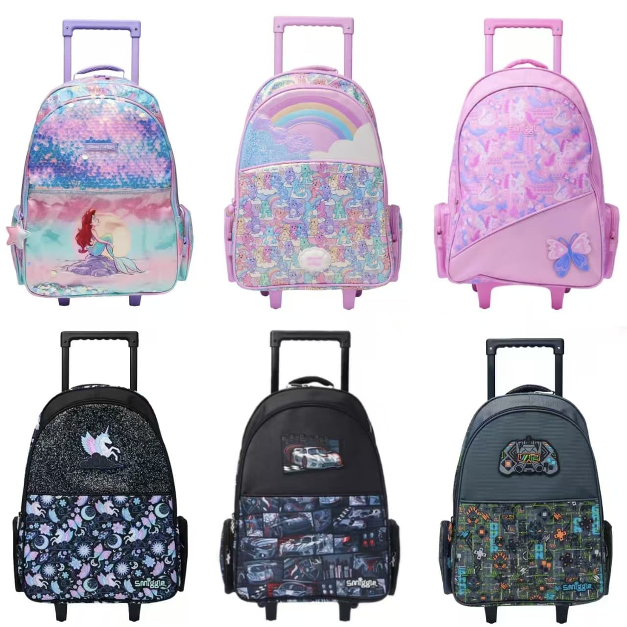 Australian smiggle large trolley schoolbag can carry primary school students trolley schoolbag children's travel backpack