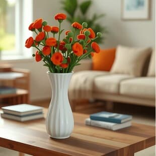 Factory Wholesale High-End Ceramic-Look Plastic Vase, White Fresh Flower Vase, Thickened Plastic Vase with Water Retention, Decorative Ornament