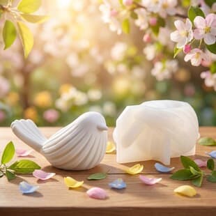 Sweet Honey Striped Bird Scented Candle Mold DIY Bird Figurine Plaster Candle Home Decoration Mold