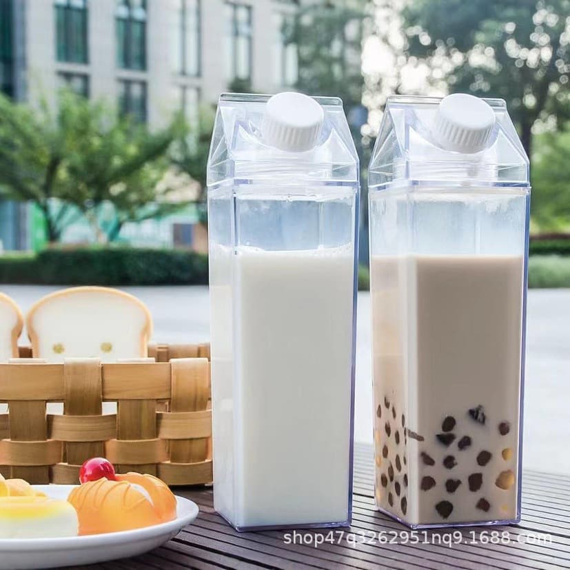 In Stock Cross-Border Hot Selling Creative Milk Carton Transparent Water Cup Fresh Portable Cup Simple Plastic Cup Milk Cup