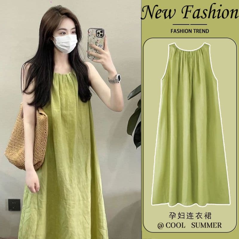 Maternity Summer Dress Fashion 2025 New Thin Vest Dress Summer Trendy Petite Women's Dress