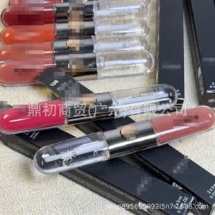 In Stock Double-Ended Lip Glaze Lipstick Non-Fading Non-Stick Cup Long-Lasting Mirror Shine Lip Gloss Nude Lip Gloss for Women