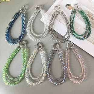 Double-layer wheel crystal phone chain, high-end wrist anti-loss phone lanyard, DIY beaded bag charm