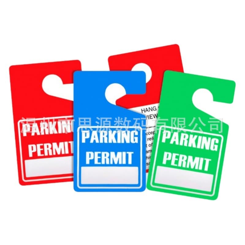 Colored PVC parking tags, door handle hangers, rearview mirror hangers, temporary parking tags, in stock.