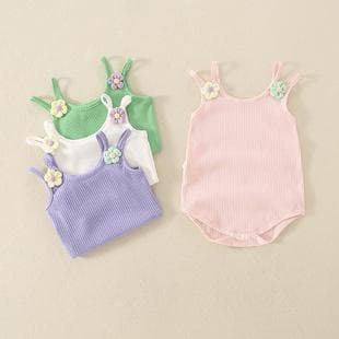 Baby Summer Thin Breathable Cute Girls' Bodysuit Cotton Hasp Outfit Newborn Strap Romper
