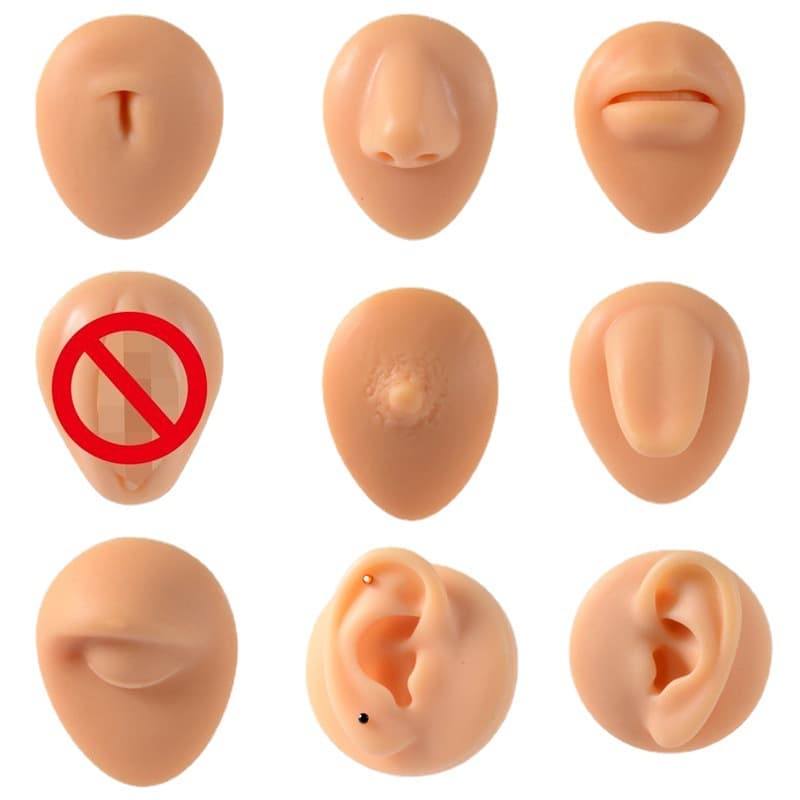 Simulation silicone ear model piercing piercing model training prop nose ring tongue ring belly button ring display