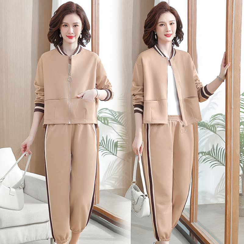 Women's Sportswear for Middle-aged and Elderly, Spring and Autumn Suit, Loose Fit 2023 Mother's Spring Clothing, Plus Size New Two-piece Set