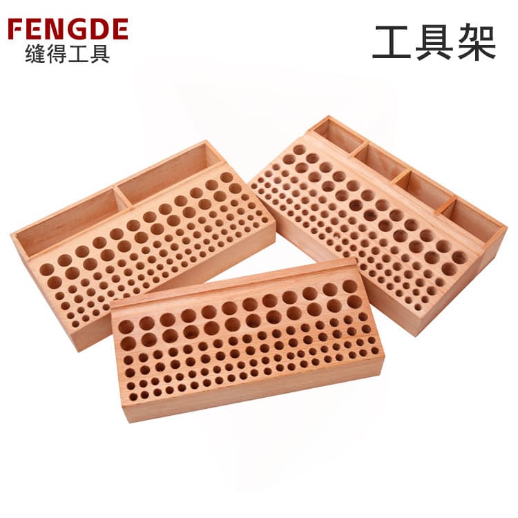 Beechwood Slotted Storage Box Handmade DIY Leather Carving Tool Stamp Punch Storage Organizer 100 Holes
