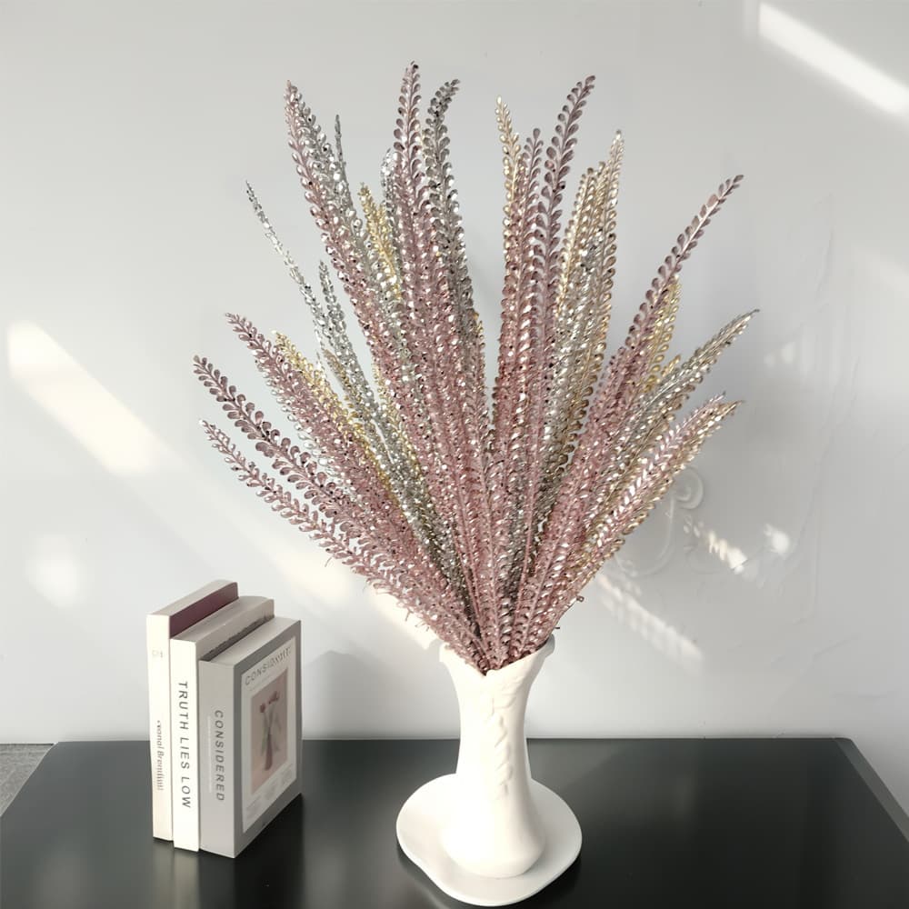 Simulated Double-Petal Feather Christmas Gold Powder Home Decoration Xiaohongshu Ins Style Floral Props Multi-Color Flower Arrangement Decoration