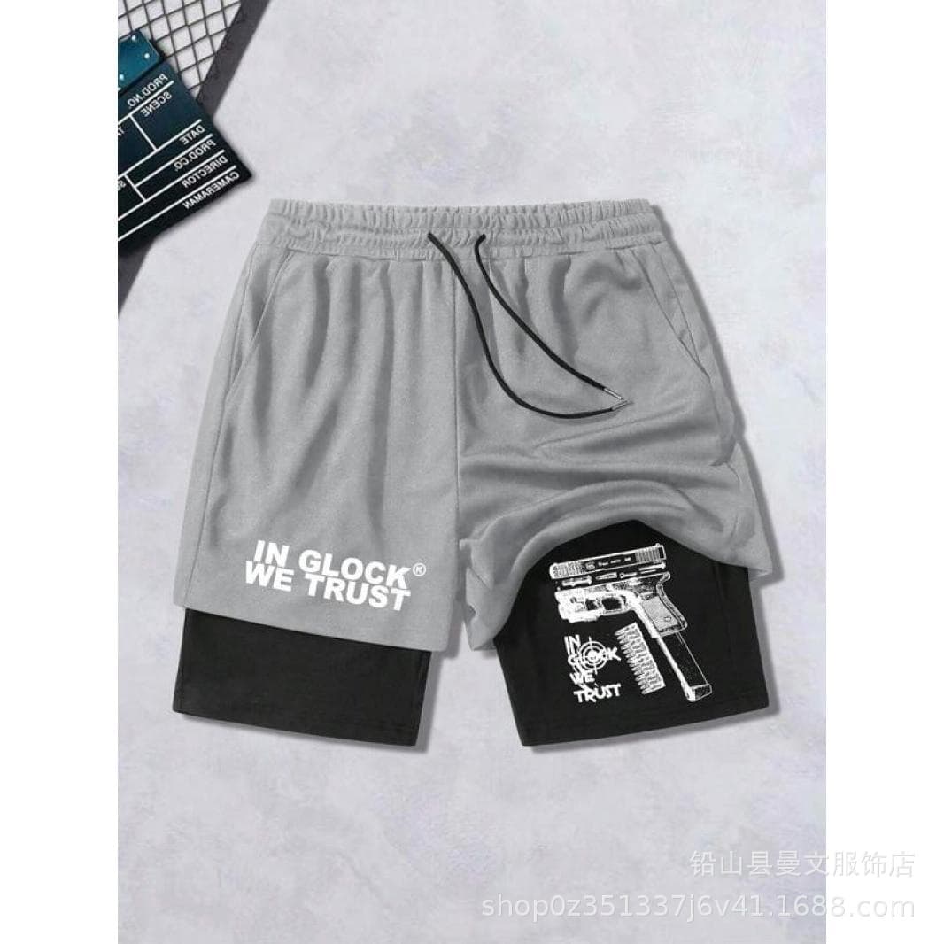 Men's Performance Shorts Bible Print Gym Casual Sports Compression Quick-Dry Shorts Workout Running Double-Layer Pants