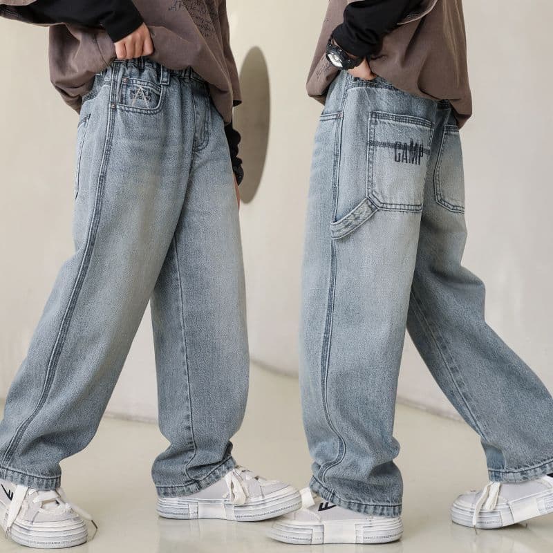 Boys Autumn Jeans Casual New Korean Style Versatile Straight Leg Pants for Older Kids Trendy