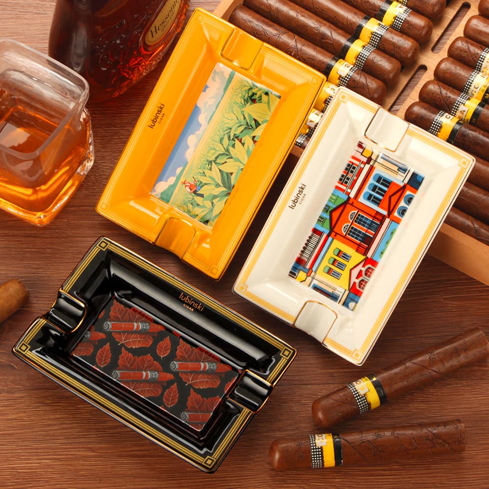 GALINER cigar ceramic ashtray large diameter cigarette trough household multi-color optional cigar ashtray gift box