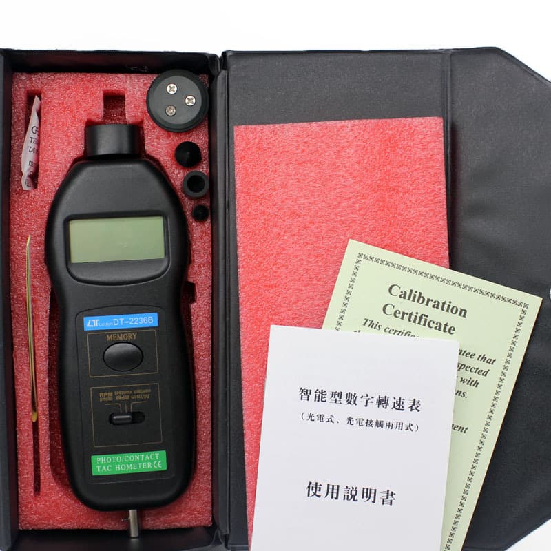 Laser tachometer, contact/non-contact dual-purpose tachometer, speed meter, electromechanical speed measuring instrument DT-2236B