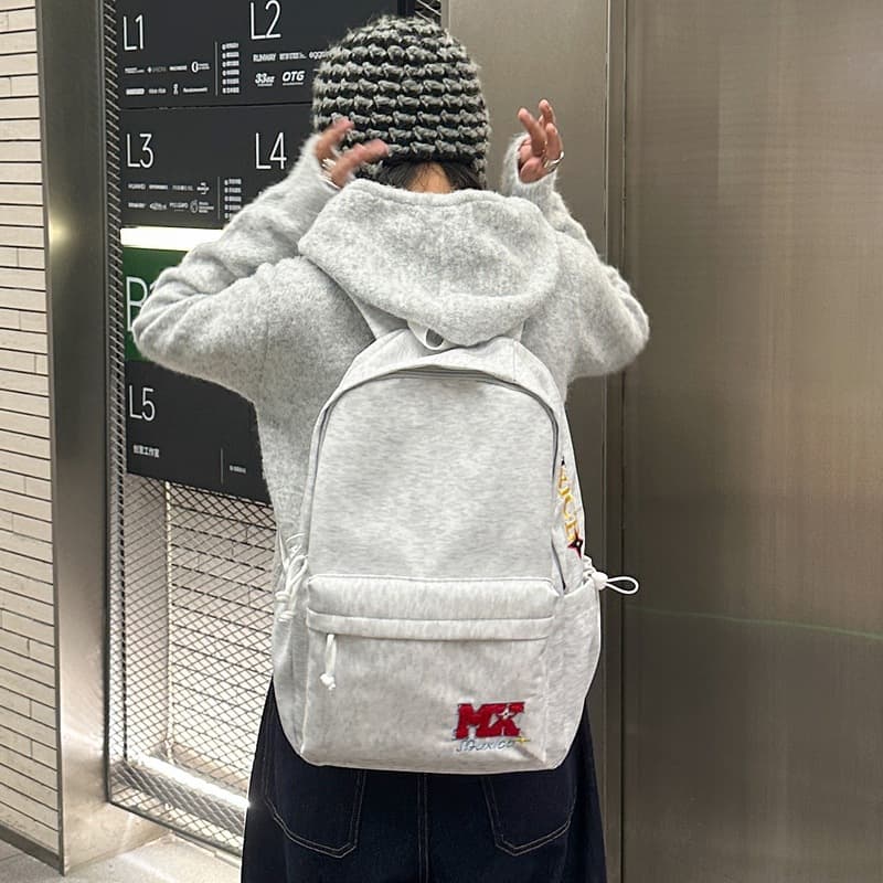 2026 New American Retro Letter Embroidered Backpack for Middle and High School Students Versatile Large Capacity Lightweight Travel Backpack