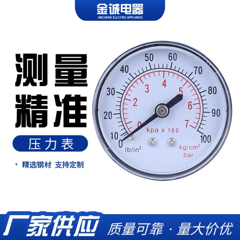 Inflator Pressure Gauge 0-100Mpa Axial Tire Pressure Gauge, Vibration-Resistant Spring Pressure Gauge