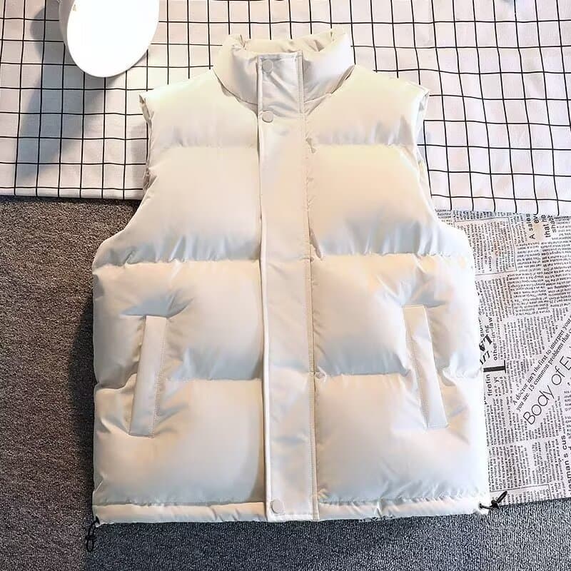 American Plus Size Cotton Vest for Men and Women, Autumn/Winter Loose Stand Collar Sleeveless Jacket, Trendy Warm Outerwear