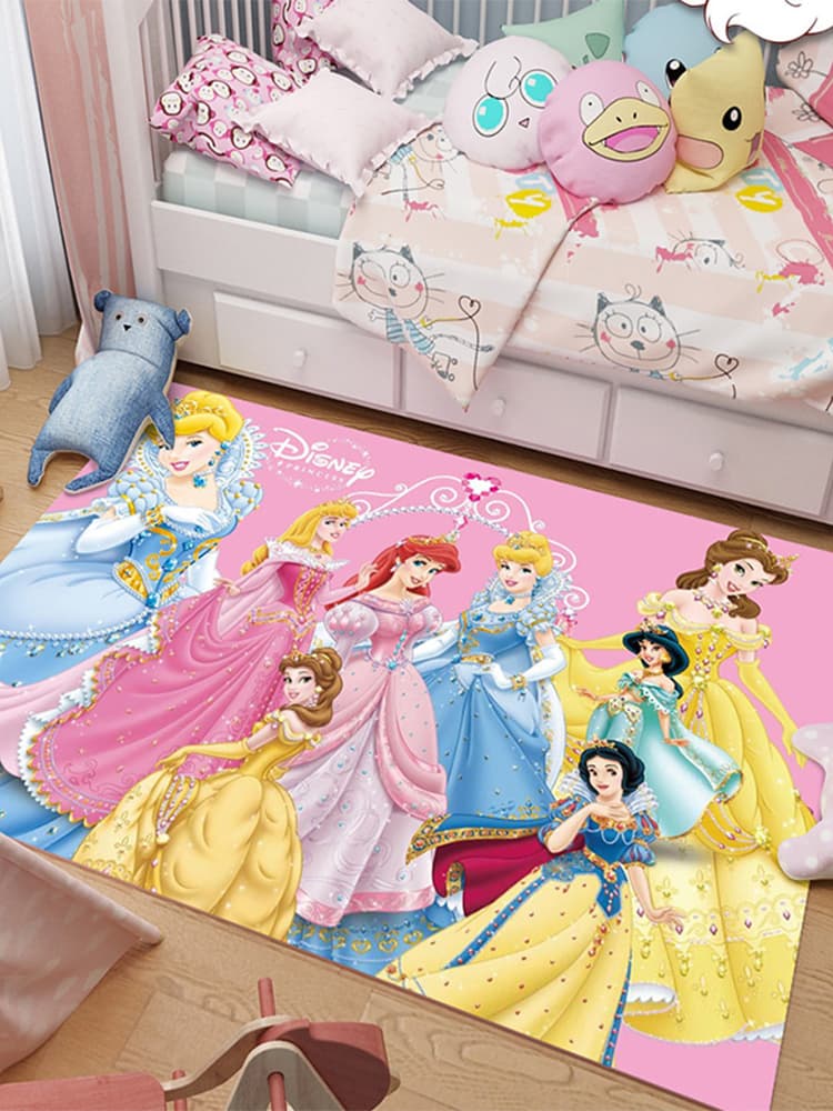 Princess Kids Rug for Bedroom Girls Cute Princess Bedside Cartoon Reading Area Study Desk Chair Floor Mat