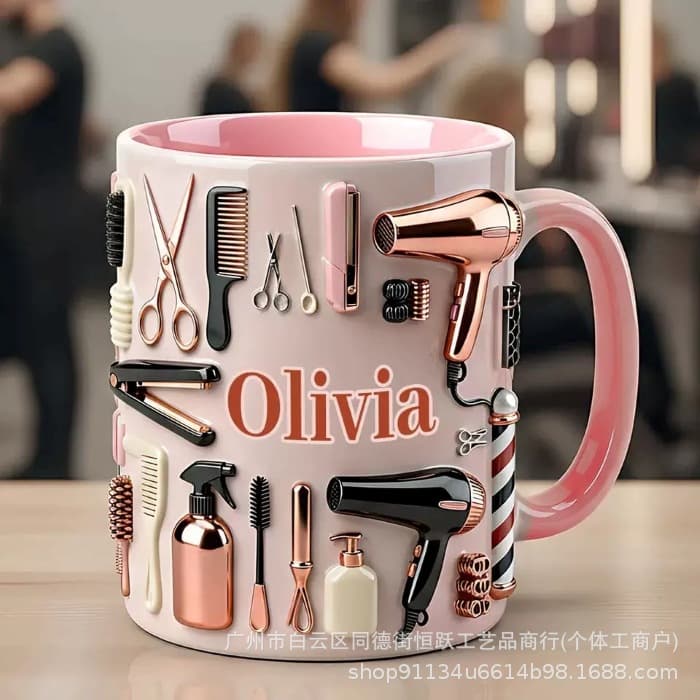 Cross-border Hairdresser Accent Mug Pink Proud Hairdresser Theme Mug