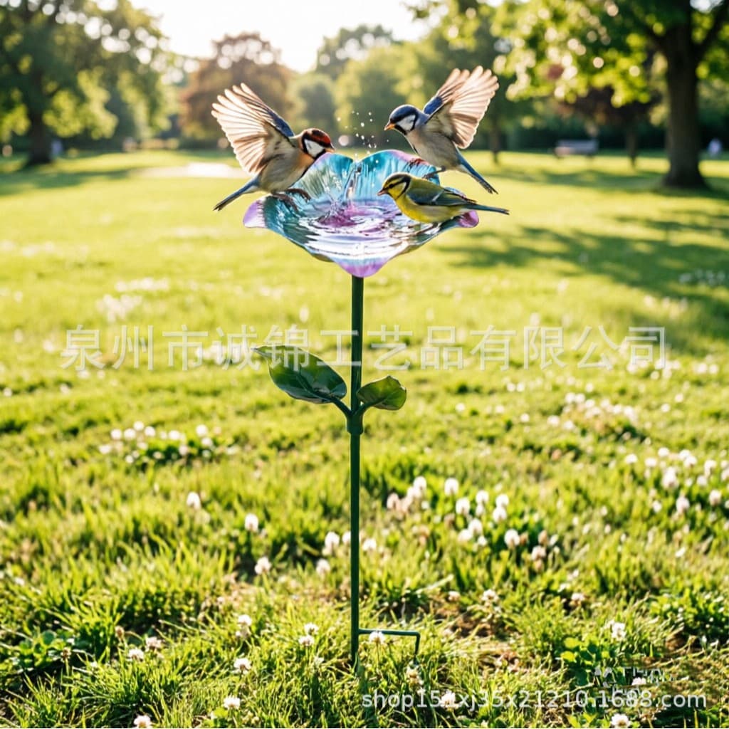 Cross-Border Metal Craft Garden Flower Bird Feeder Bird Bath Outdoor Garden Birdbath Craft Bird Feeder
