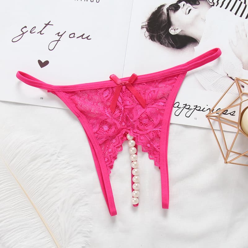 Plus Size Sexy Lace Thong for Women, Tempting SM Pearl Massage, Hot Passion T-Back Panties for Flirting