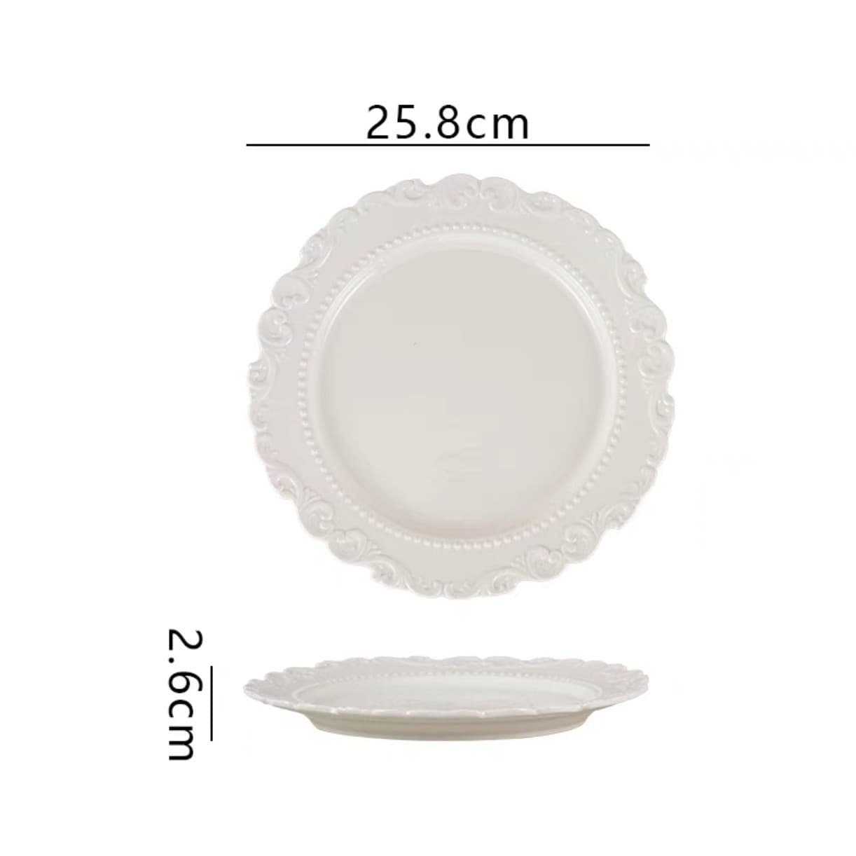 Ins Embossed Ceramic Dinner Plate Vintage Style Western Food Plate Dish Home Use Flat Plate Steak Plate Dessert Plate
