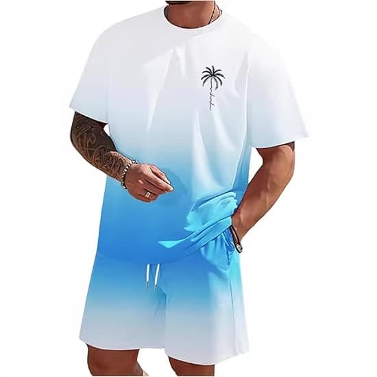 2026 cross-border new summer men's suit short-sleeved shorts t-shirt men's summer casual sports vacation suit