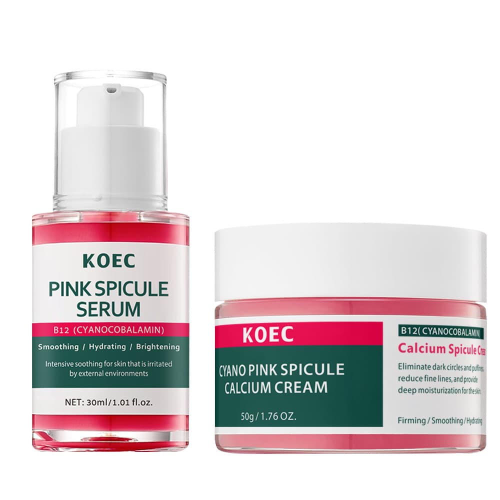 KOEC Cross-Border Bestseller Calcium Powder Microneedle Cream + Pink Spicule Serum & Cream