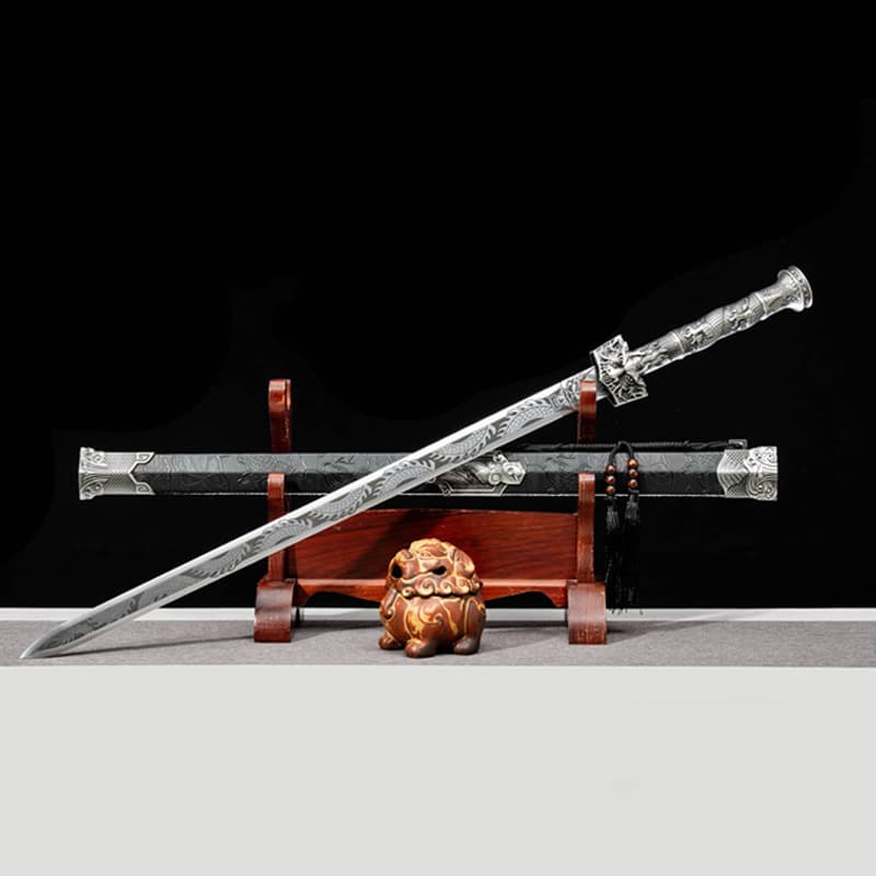 Longquan City Han Sword High Manganese Steel One-Piece Forged Ancient Style Film and TV Sword Cold Weapon Collection Sword Unsharpened