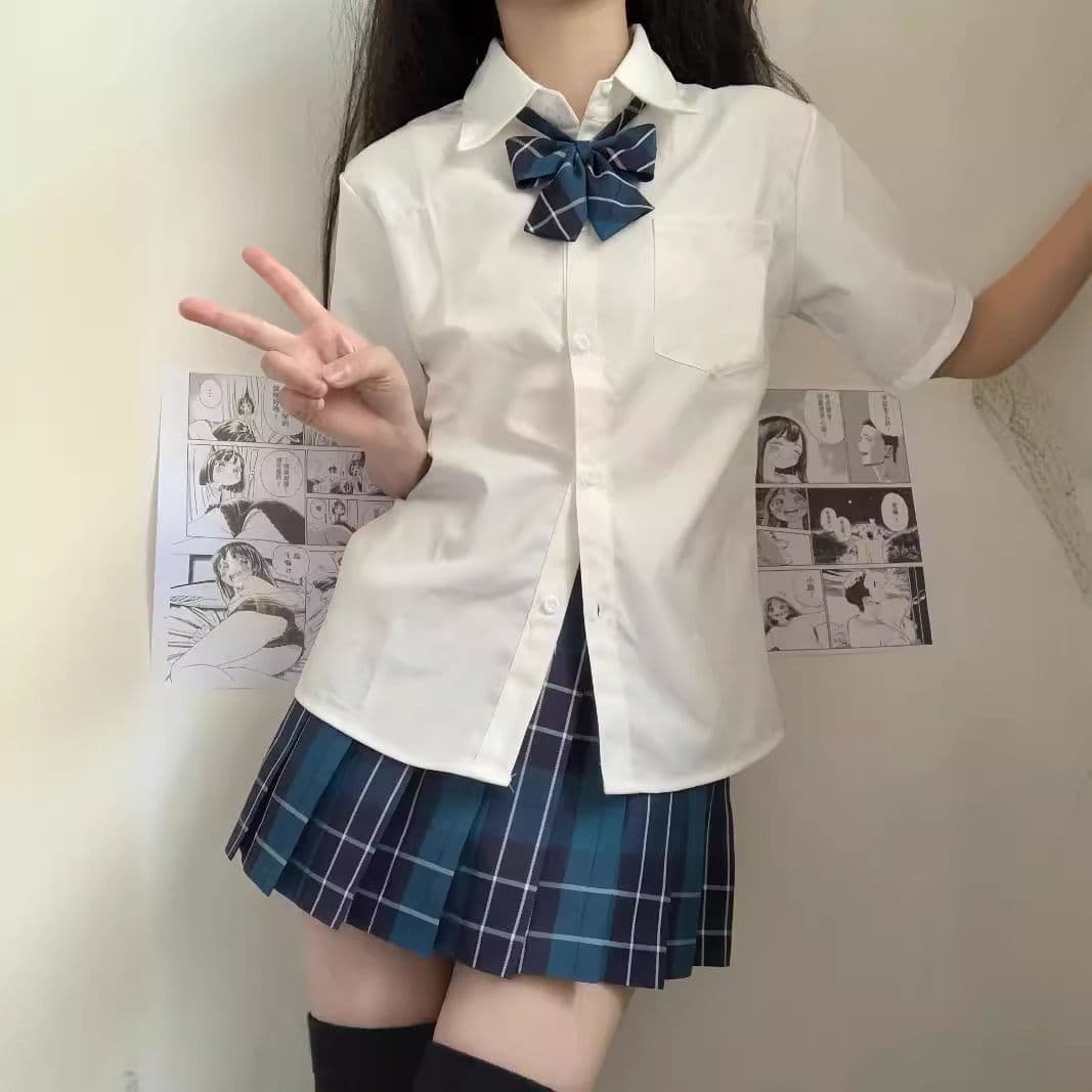 JK Uniform Basic TR Fabric Shirt Summer Women's Long Sleeve Short Sleeve Blouse Versatile School Style
