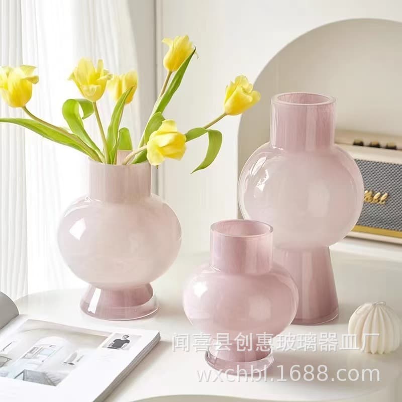 Vintage Exquisite Lantern Vase Premium Colored Glass Decorative Piece Luxury Flower Vase French Style Home Decor