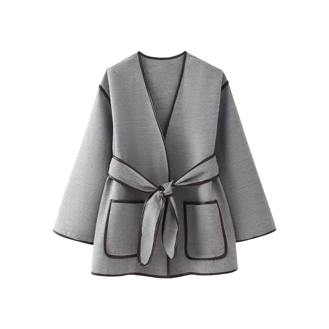 Factory direct wholesale for export. Loose fit contrast color double-sided wool coat for Amazon, AliExpress cross-border e-commerce.