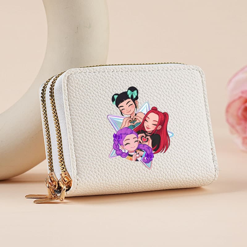 Kpop witch hunter group classic pebbled coin purse short accordion bag double zipper storage multi-card slot card bag