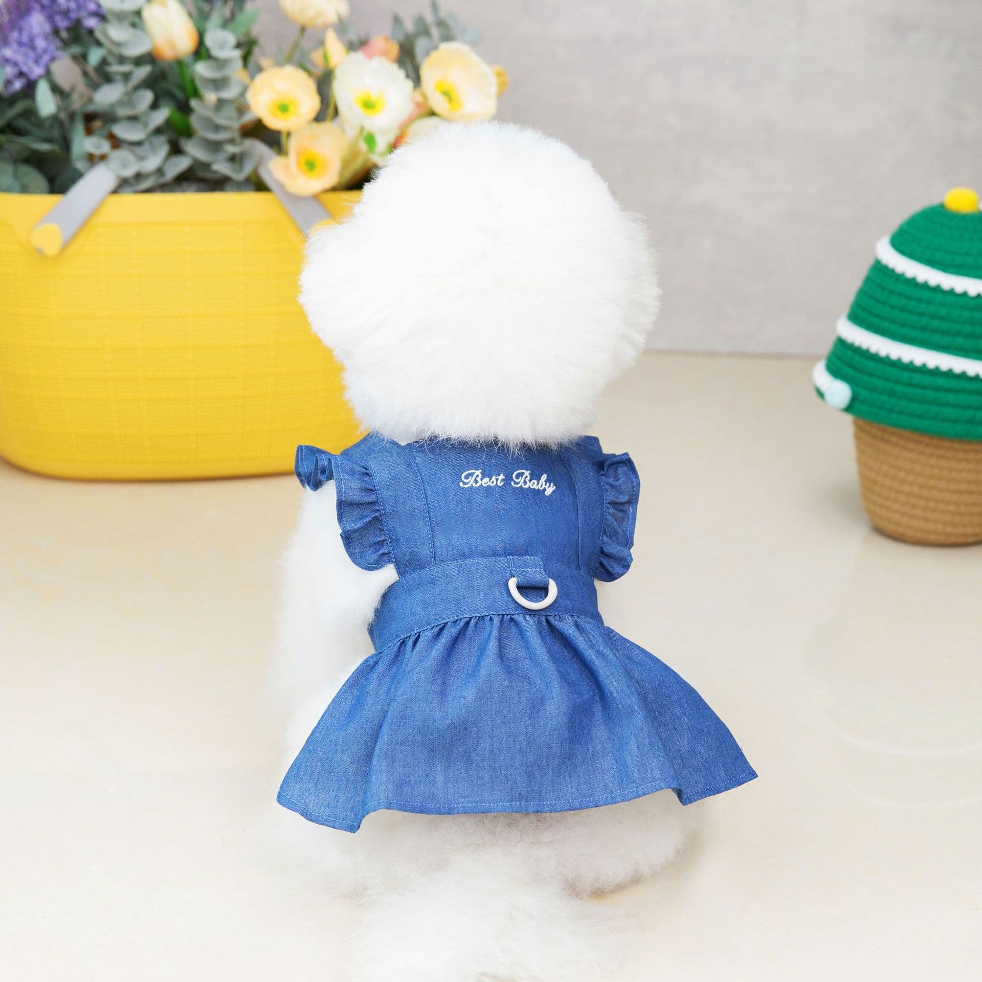 Pet clothing 22 embroidered letter denim skirt dog clothes cat and puppy clothes spring and summer thin dress