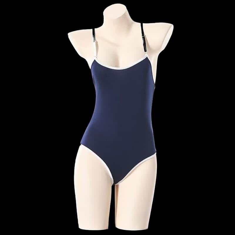 Sexy Lingerie Women's School Swimsuit One-Piece Thin Transparent Milk Silk Strappy Bodysuit Swimsuit 946