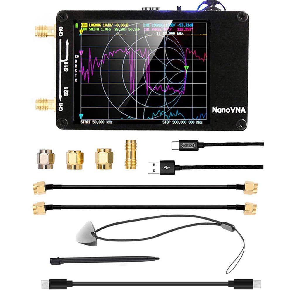 NanoVNA-H upgraded version of cross-border vector network antenna analyzer with SD card slot for HF, VHF, and UHF frequencies.