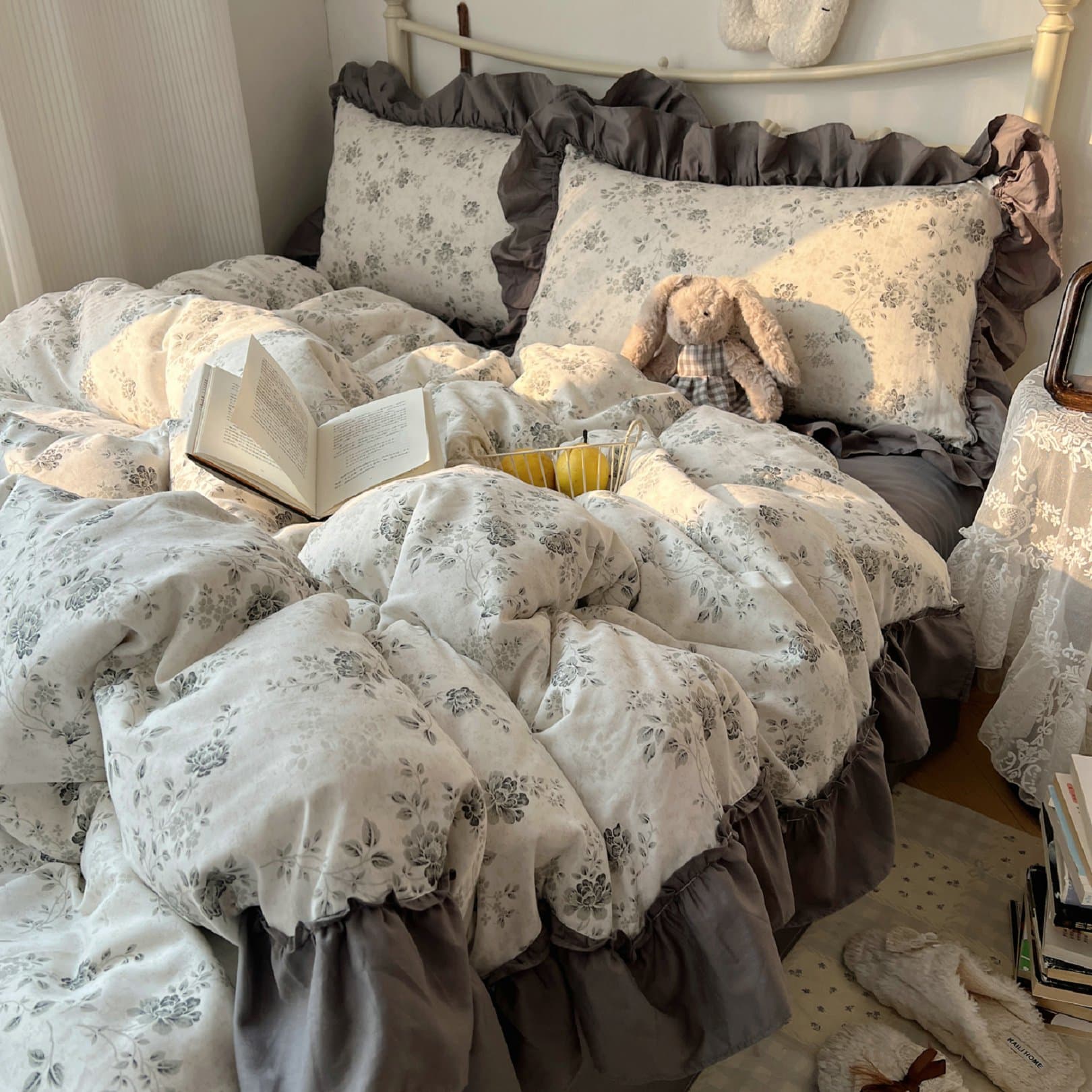 New All-Cotton Lace French Hepburn Style A-Grade Pure Cotton Bedding Princess Style Bed Sheet and Duvet Cover Four-Piece Set