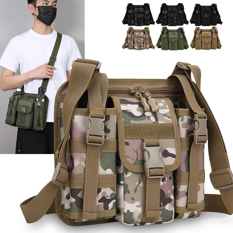 Cross-border tactical multifunctional men's crossbody bag large capacity outdoor cycling mobile phone bag wear-resistant Oxford cloth shoulder bag