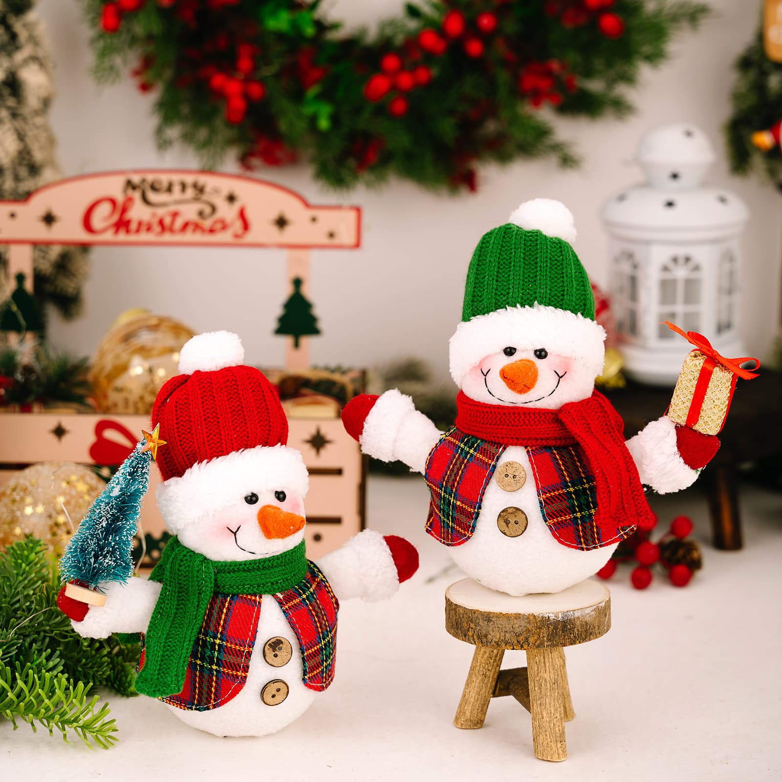 Jiahe Christmas decoration supplies Christmas luminous snowman doll ornaments Lighted snowman doll table decoration
