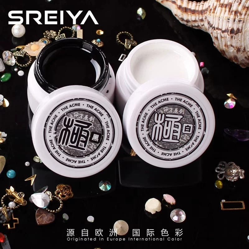 Slayya's popular color 2021 extremely black and extremely white painted glue with one stroke of color blurred painted pull-line nail polish glue