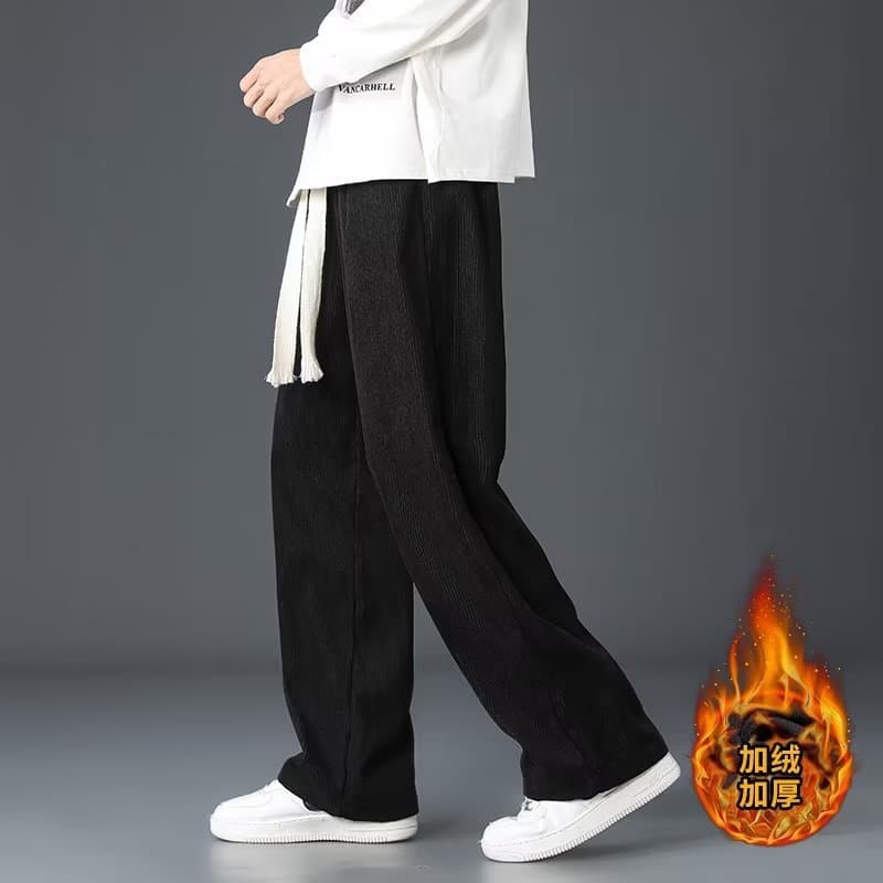 Versatile Corduroy Pants Men, Spring/Autumn Casual Loose Sports Floor-Length Long Pants, American Trendy Brand Straight-Leg Trousers