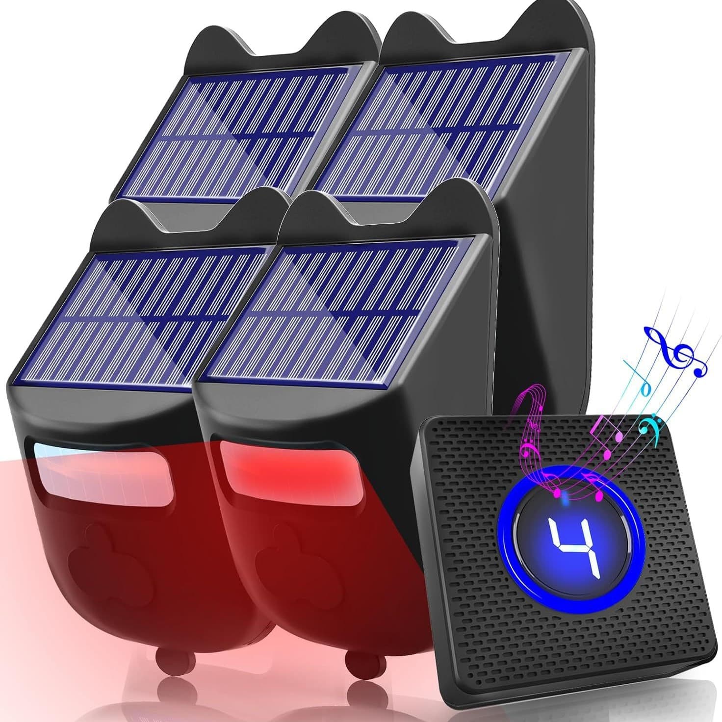 Upgraded Outdoor Waterproof Car-lane Alarm Home Security Induction Doorbell Solar Charging Infrared Detector