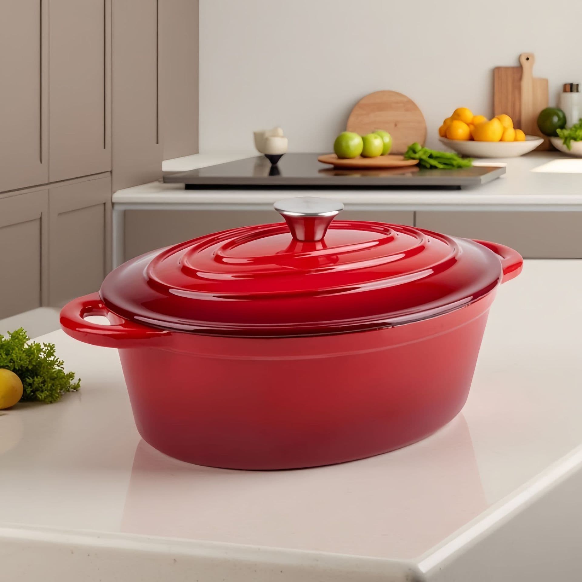 Cast Iron Enamel Pot Thickened Oval Enamel Pot Induction Cooker Universal Uncoated Cast Iron Seafood Stew Pot Braising Pot