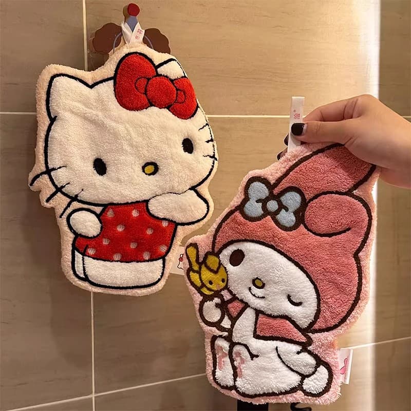 kt cat hand towel cute hanging towel bathroom face wipe kitchen absorbent quick drying universal for men, women and children