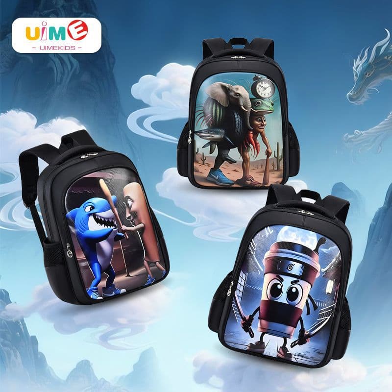 UIME children's backpack for boys and girls grades 1-3, ages 6-12, Shan Hai Jing weight-reducing double-shoulder bag