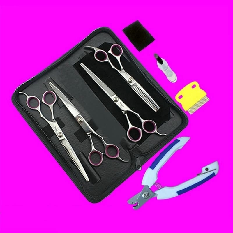 Pet grooming scissors 6 inches 7 inches straight cut flat teeth Teddy dog hair trimming scissors curved scissors set combination professional